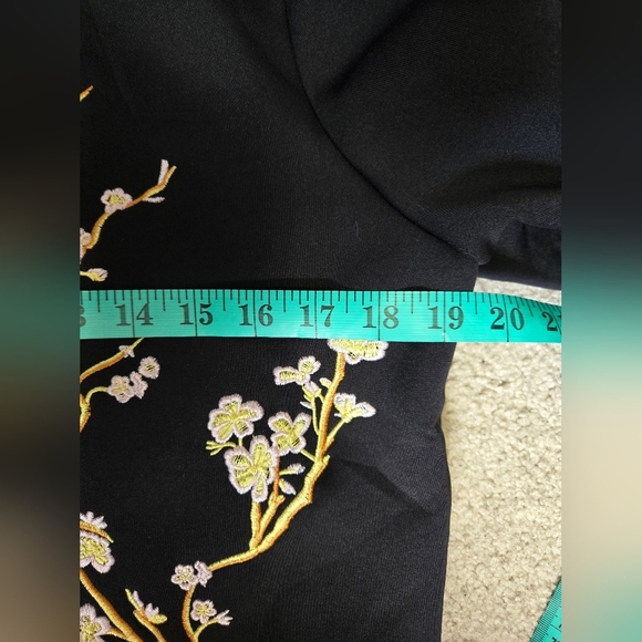 MOLLY BRACKEN Premium Floral Cherry Tree Embroidered Navy Bomber Jacket. Small - Picture 9 of 10